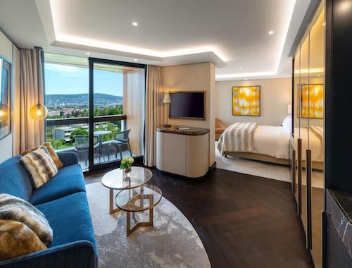 Stylish suite with balcony view in Zurich Switzerland