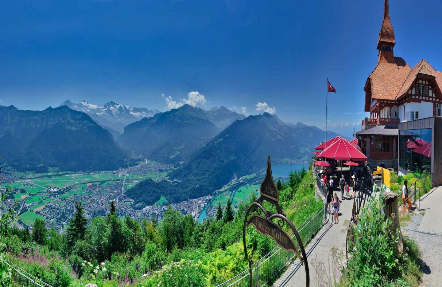 Harder Kulm viewpoint overlooking Interlaken and the Alps