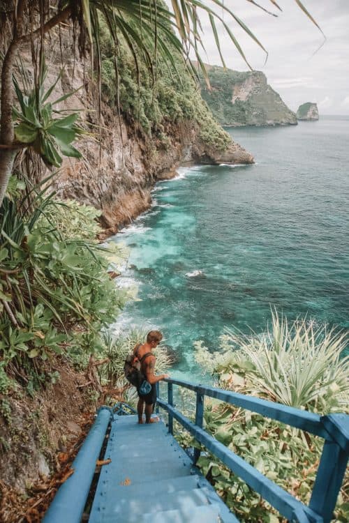 peguyangan waterfall, peguyangan waterfall nusa penida, blue stairs nusa penida